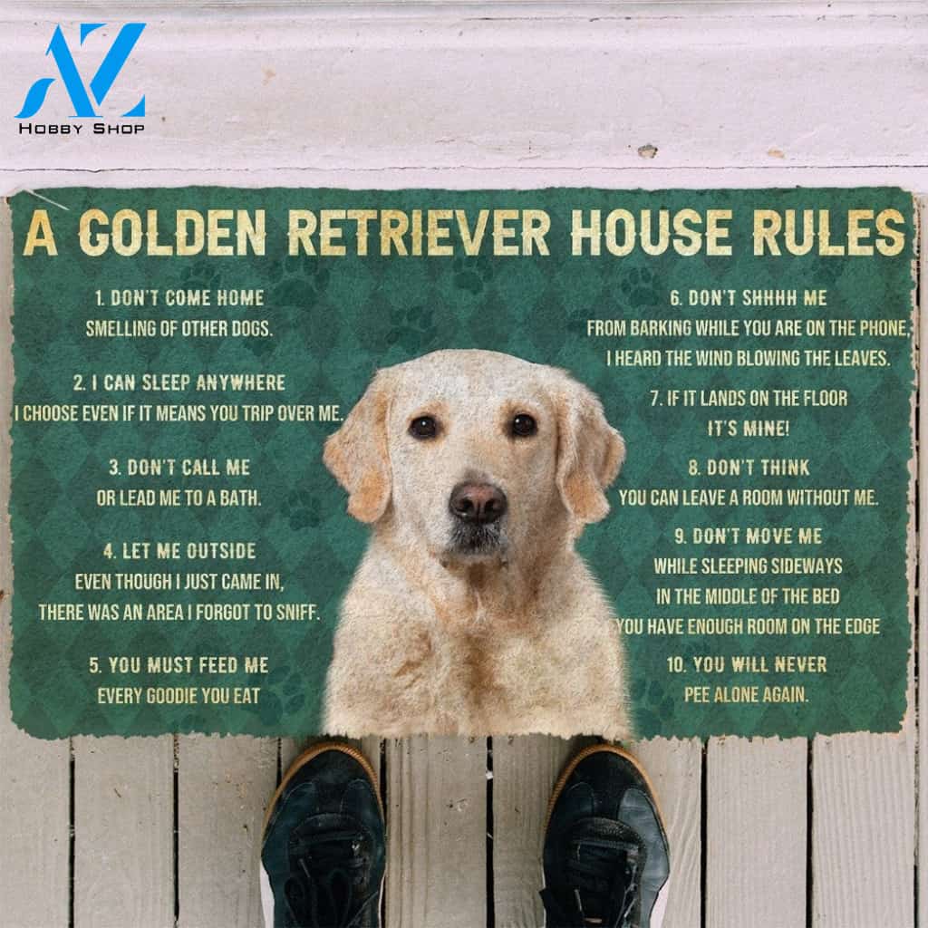 Gearhumans Gearhuman 3D House Rules Golden Retriever Dog Doormat