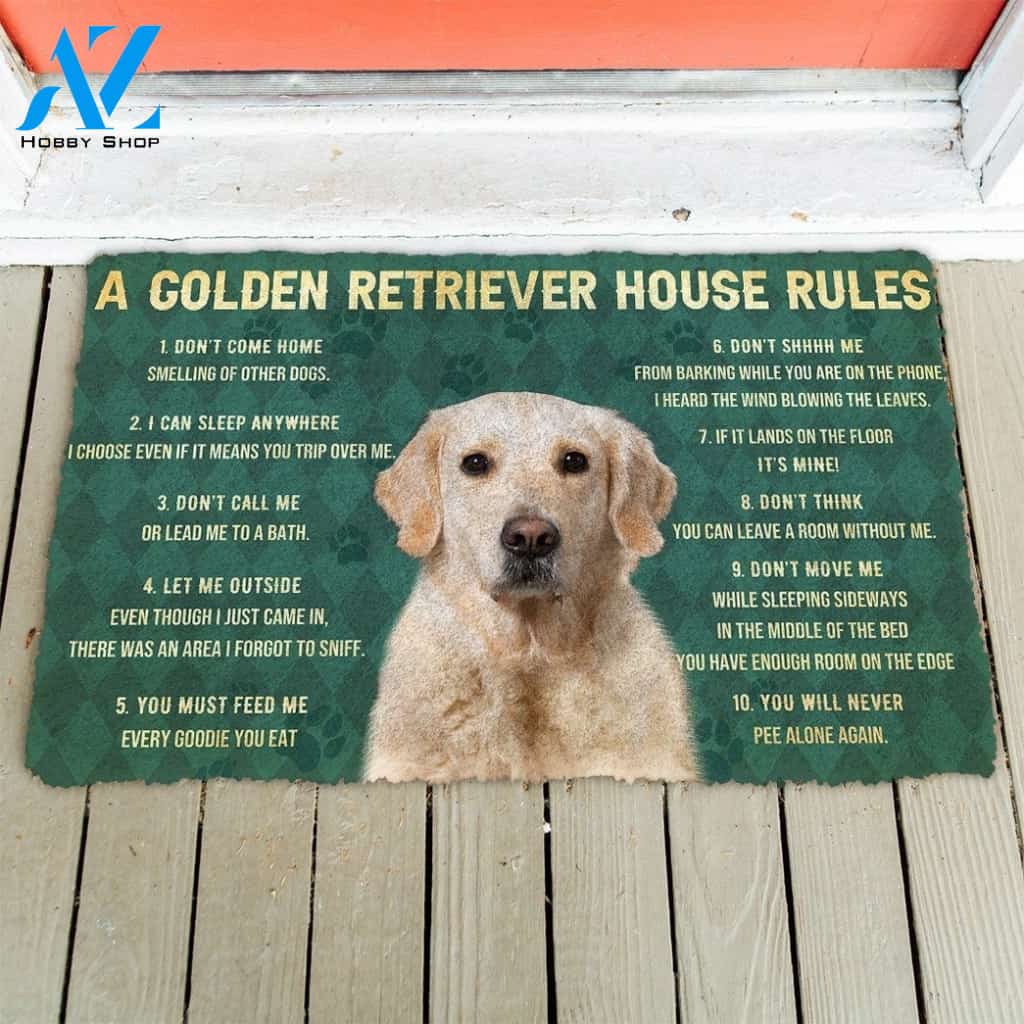 Gearhumans Gearhuman 3D House Rules Golden Retriever Dog Doormat