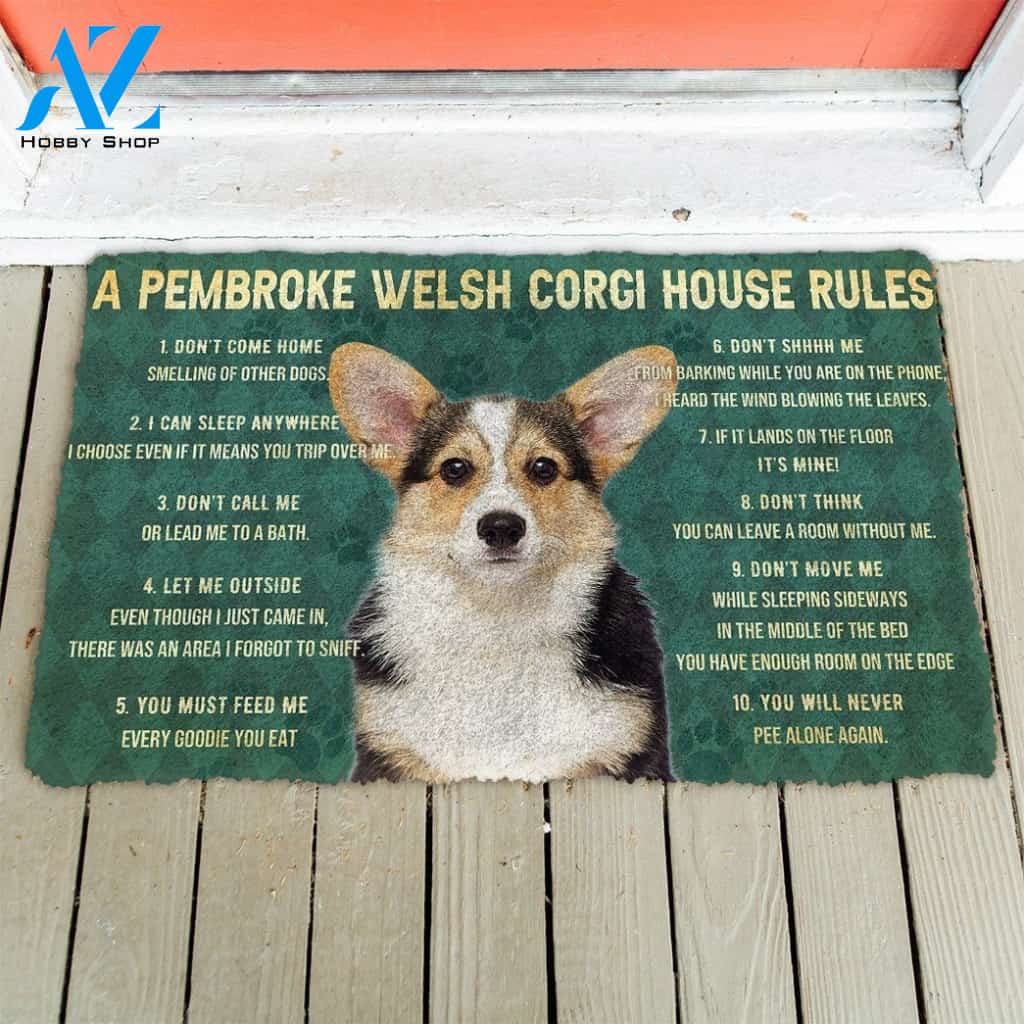 Gearhumans Gearhuman 3D House Rules Pembroke Welsh Corgi Dog Doormat