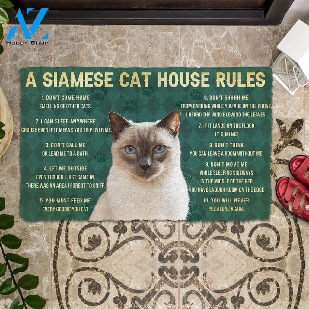 Gearhumans Gearhuman 3D House Rules Siamese Cat Doormat