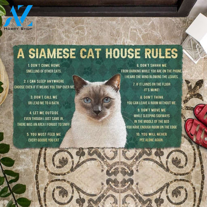 Gearhumans Gearhuman 3D House Rules Siamese Cat Doormat