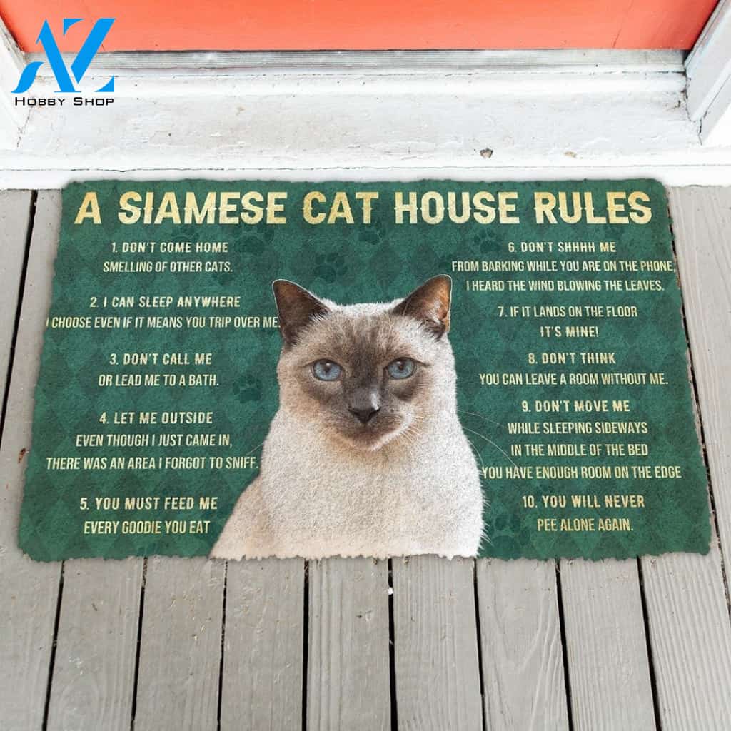 Gearhumans Gearhuman 3D House Rules Siamese Cat Doormat