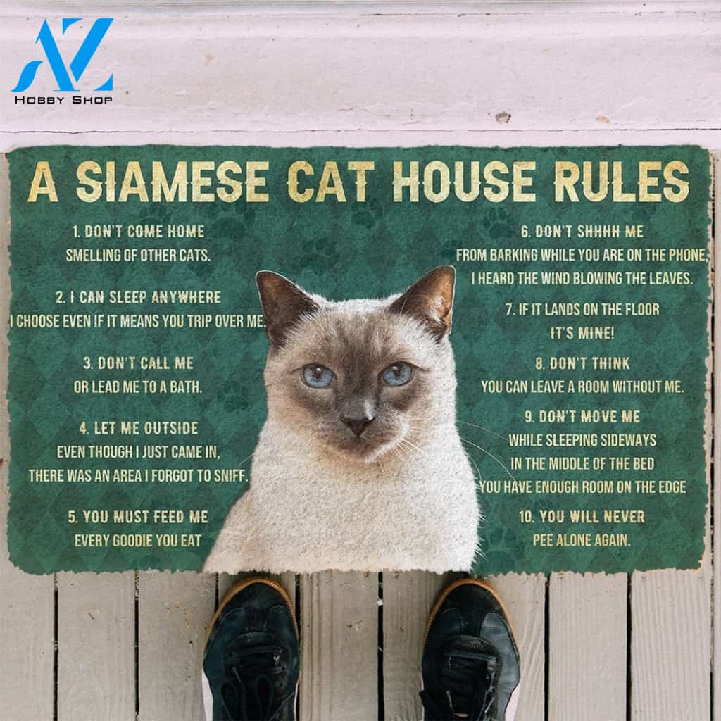 Gearhumans Gearhuman 3D House Rules Siamese Cat Doormat