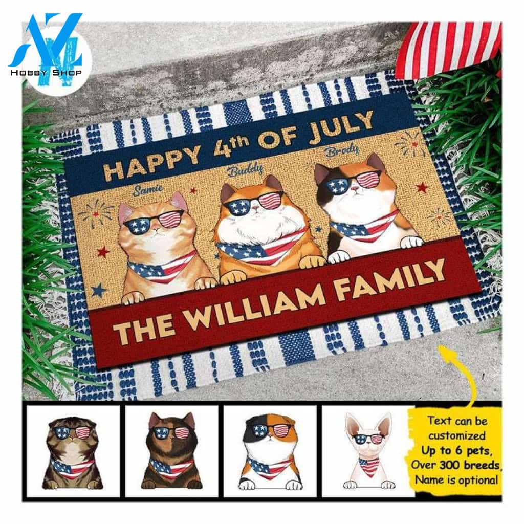 Housewarming Gift ,Family Name Doormat ,Personalized Doormat,Custom Family Welcome Mat, Fourth of July,American Flag Doormat,Custom Cat Mat