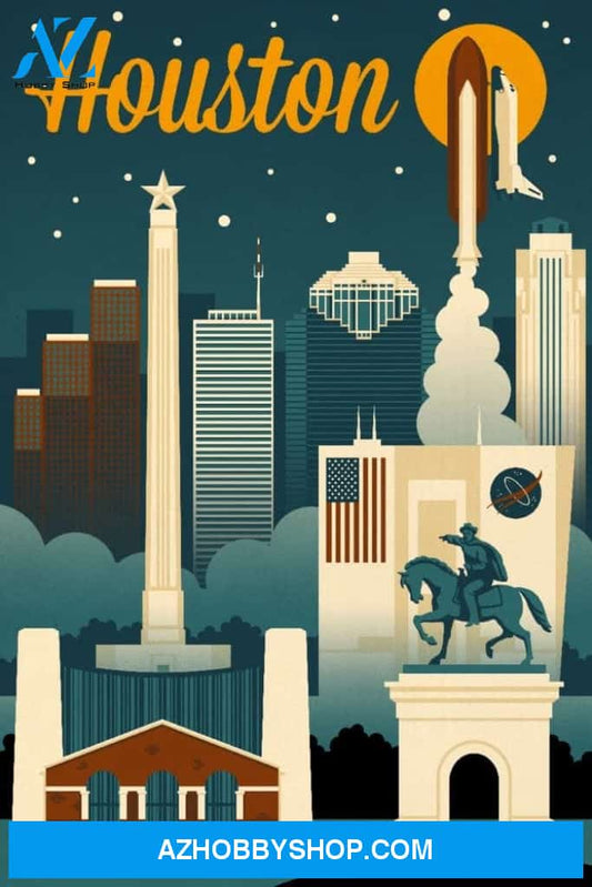 Houston Texas Retro Skyline 