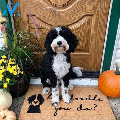 Gosszy - How Doodle You Do? (multi doodle)//Door Mat/Goldendoodle/Labradoodle/Dog Gift/Dog Decor/Hand Painted/ dog doormat/Dog Saying/I Love Dogs, dog doormat