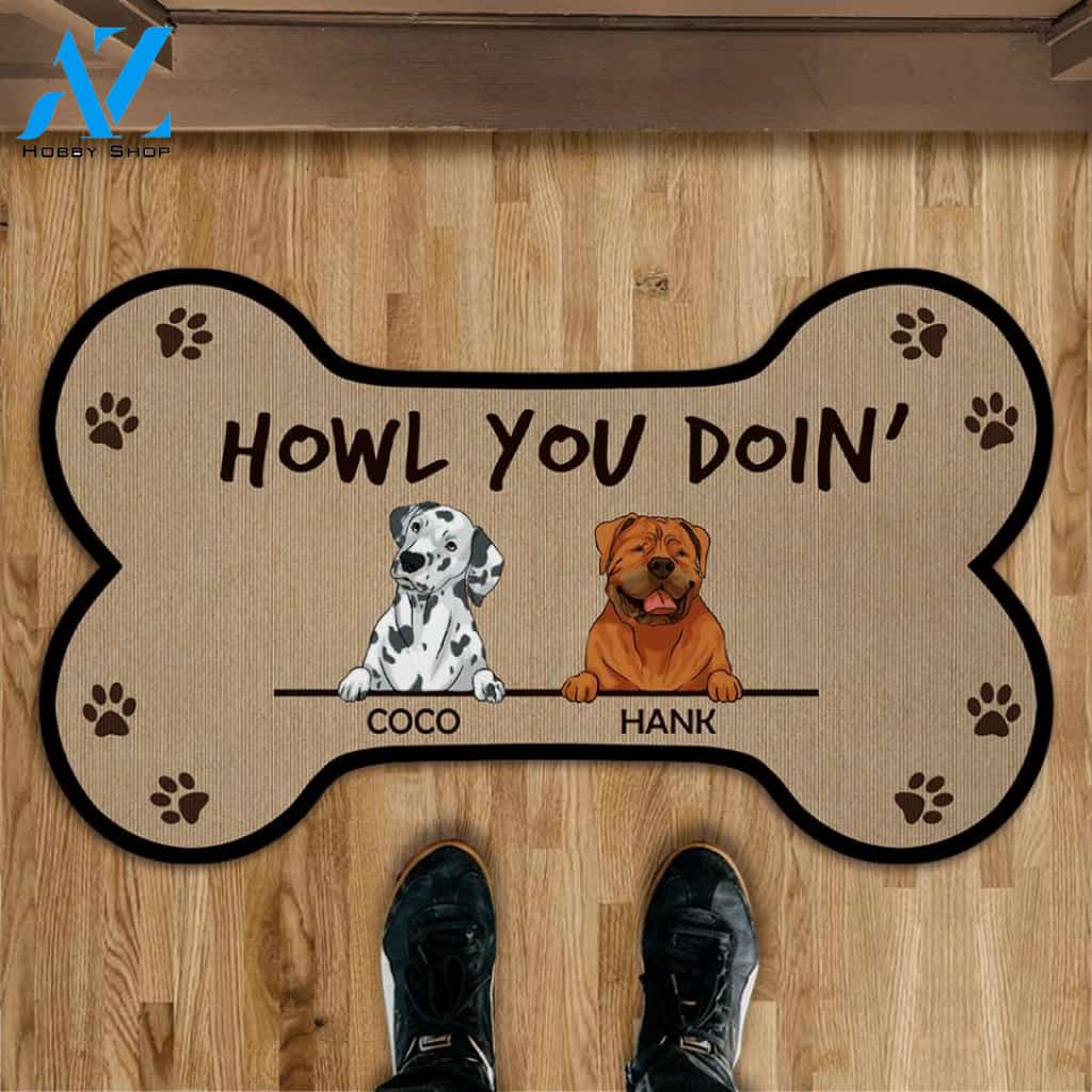 Howl You Doin' - Personalized Bone Shaped Doormat