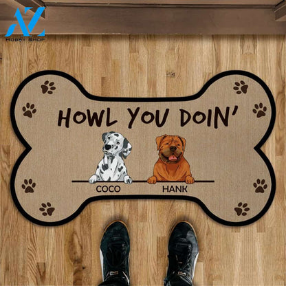Howl You Doin' - Personalized Bone Shaped Doormat