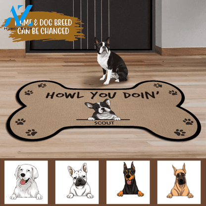 Howl You Doin' - Personalized Bone Shaped Doormat