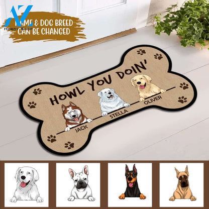 Howl You Doin' - Personalized Bone Shaped Doormat