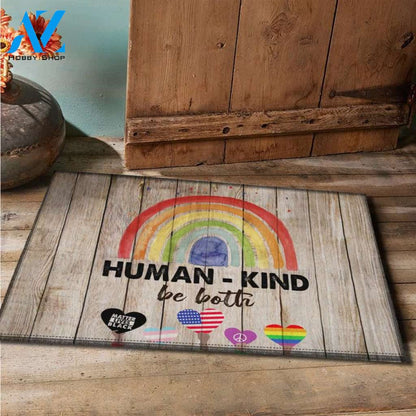 Human Kind Be Both Doormat, Rainbow Doormat, LGBT Doormat, Black Lives Matter, Kindness Doormat, Peace Sign, Love is Love, Welcome Doormat