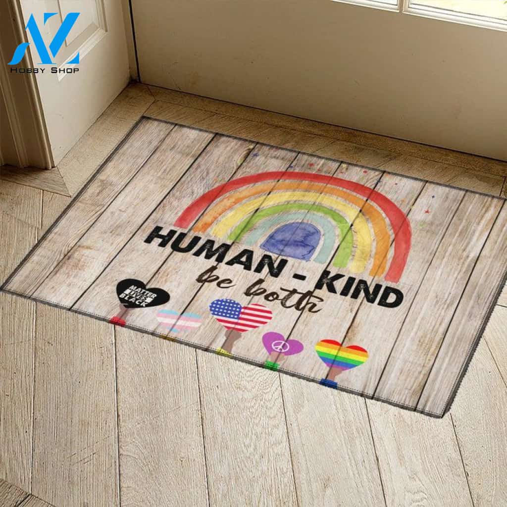 Human Kind Be Both Doormat, Rainbow Doormat, LGBT Doormat, Black Lives Matter, Kindness Doormat, Peace Sign, Love is Love, Welcome Doormat