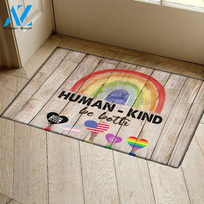 Human Kind Be Both Doormat, Rainbow Doormat, LGBT Doormat, Black Lives Matter, Kindness Doormat, Peace Sign, Love is Love, Welcome Doormat
