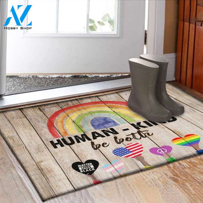 Human Kind Be Both Doormat, Rainbow Doormat, LGBT Doormat, Black Lives Matter, Kindness Doormat, Peace Sign, Love is Love, Welcome Doormat