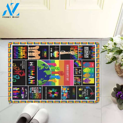 Human Right Door Mat, New Home Gift, Housewarming Gift, Indoor/Outdoor Mat, Super Absorbent, Non Slip, Machine Washable Mat