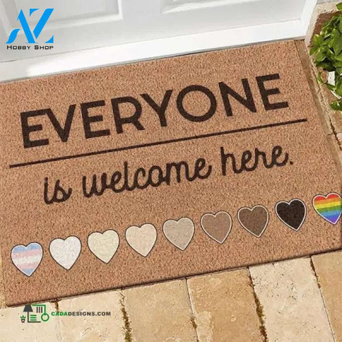 Human Right Doormat Everyone Is Welcome Here - Welcome Mat - Home Decor - Christmas Gift Decor