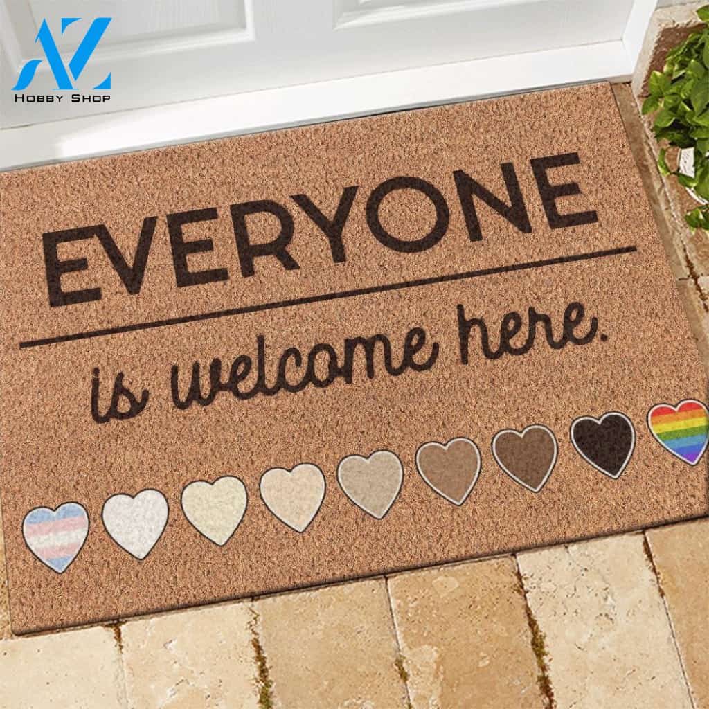 Human Right Doormat Everyone Is Welcome Here | Welcome Mat | House Warming Gift | Christmas Gift Decor