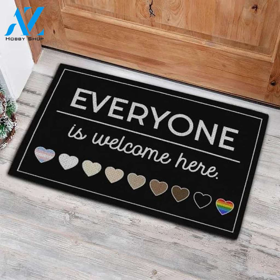 Human Right Doormat, Everyone Is Welcome Here Rug, Housewarming Gift, LGBTQ+ Family Welcome Mat, Black Lives Matter Doormat, Pride Doormat