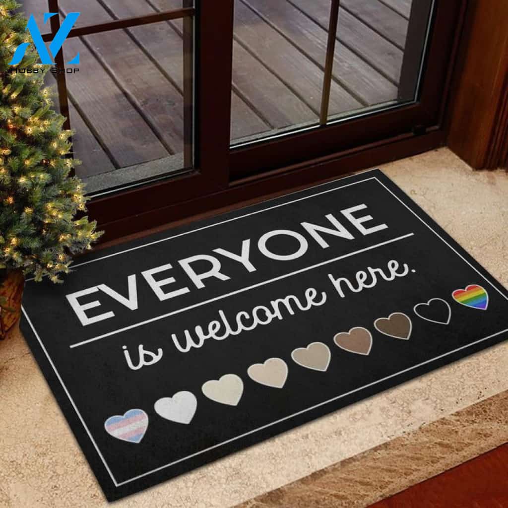 Human Right Doormat, Everyone Is Welcome Here Rug, Housewarming Gift, LGBTQ+ Family Welcome Mat, Black Lives Matter Doormat, Pride Doormat