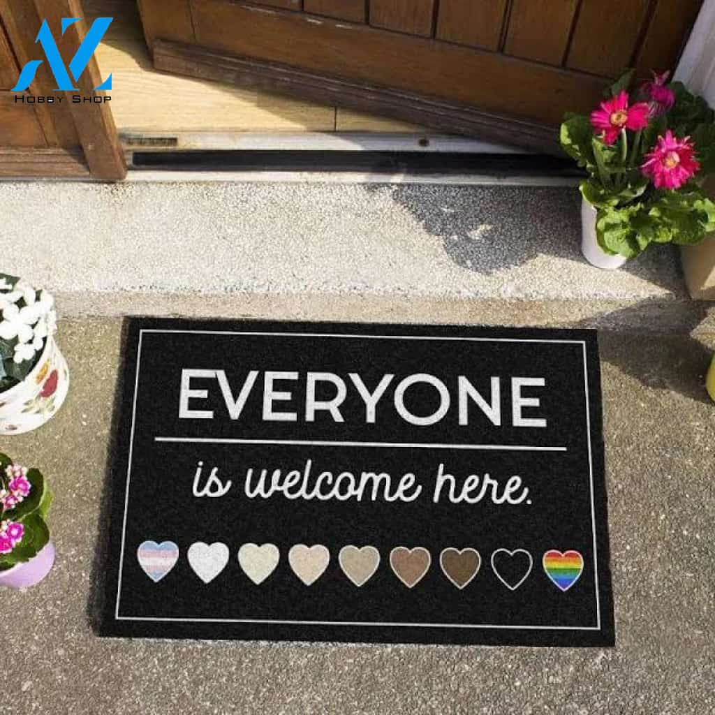 Human Right Doormat, Everyone Is Welcome Here Rug, Housewarming Gift, LGBTQ+ Family Welcome Mat, Black Lives Matter Doormat, Pride Doormat