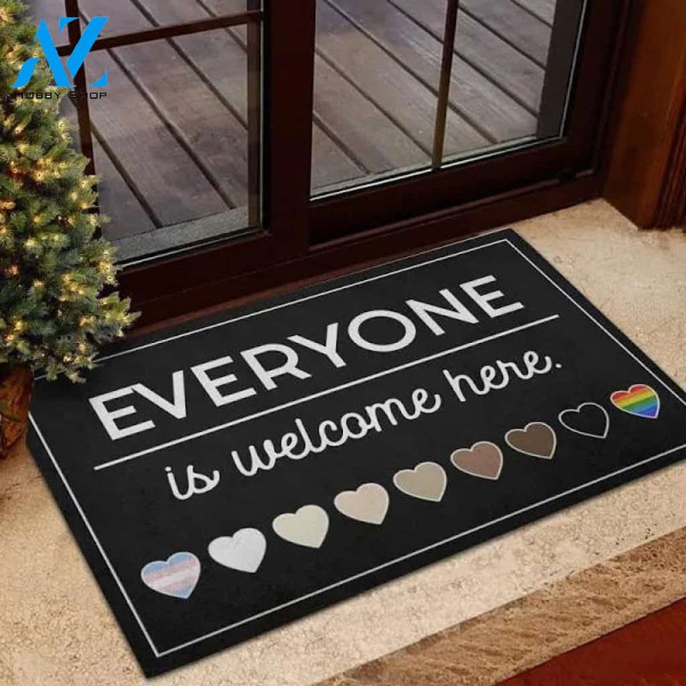 Human Right Doormat, Everyone Is Welcome Here Rug, Housewarming Gift, LGBTQ+ Family Welcome Mat, Black Lives Matter Doormat, Pride Doormat