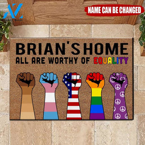 Human Rights Custom Doormat All Are Worthy Of Equality Personalized Gift | WELCOME MAT | HOUSE WARMING GIFT