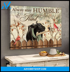 Humble And Kind Cow Wall Matte Canvas Christmas Wall Art