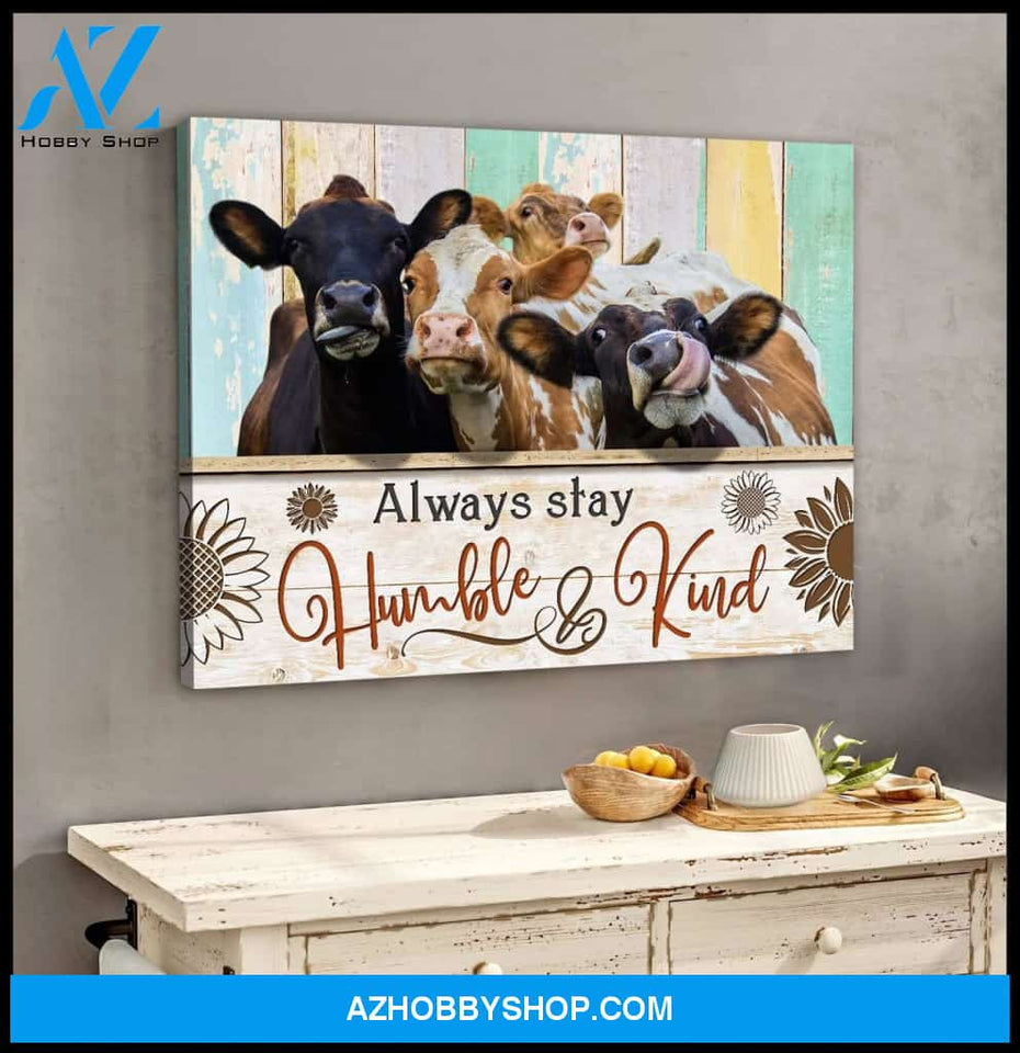 Hummble And Kind Cow Wall Art Canvas