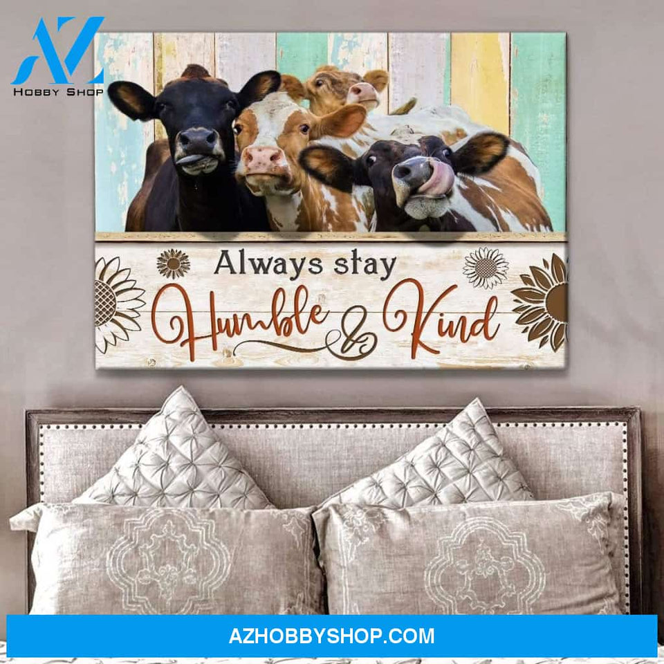 Hummble And Kind Cow Wall Art Canvas