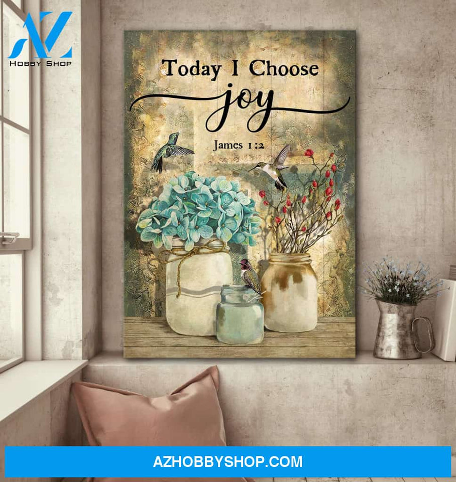Humming bird and flower jars - Today I choose joy - Jesus Portrait Canvas Prints - Wall Art