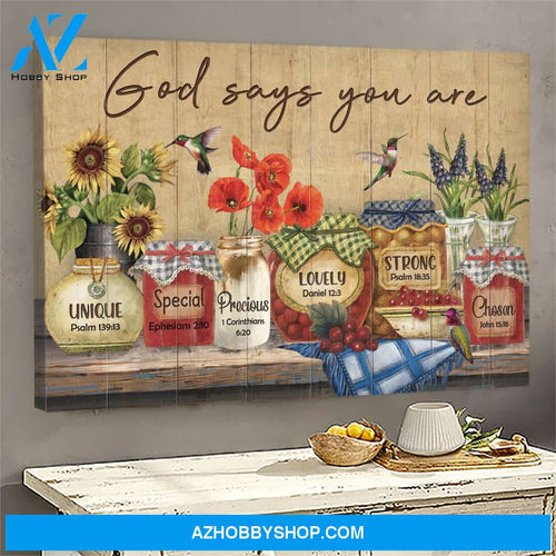 Hummingbird and beautiful jars - God says you are Jesus Landscape Canvas Prints, Wall Art