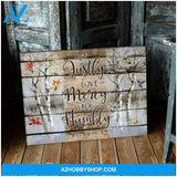 Hummingbird and Cardinal Act Justly Love Mercy Walk Humbly Canvas Wall Art Decor