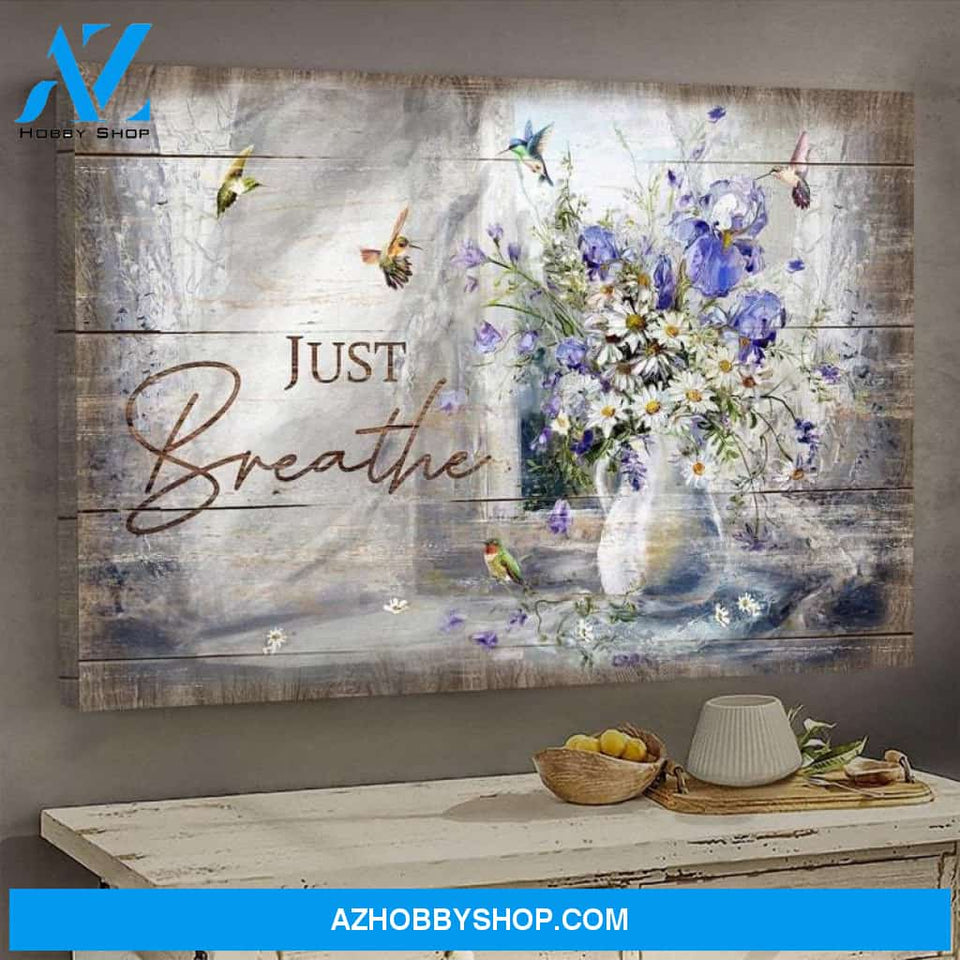 Hummingbird and Daisy, Just Breathe Jesus Canvas