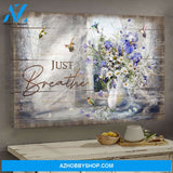 Hummingbird and daisy - Just breathe Poster/Canvas Wall Art