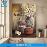 Hummingbird and lily flower - Just breathe - Jesus Portrait Canvas Prints - Wall Art