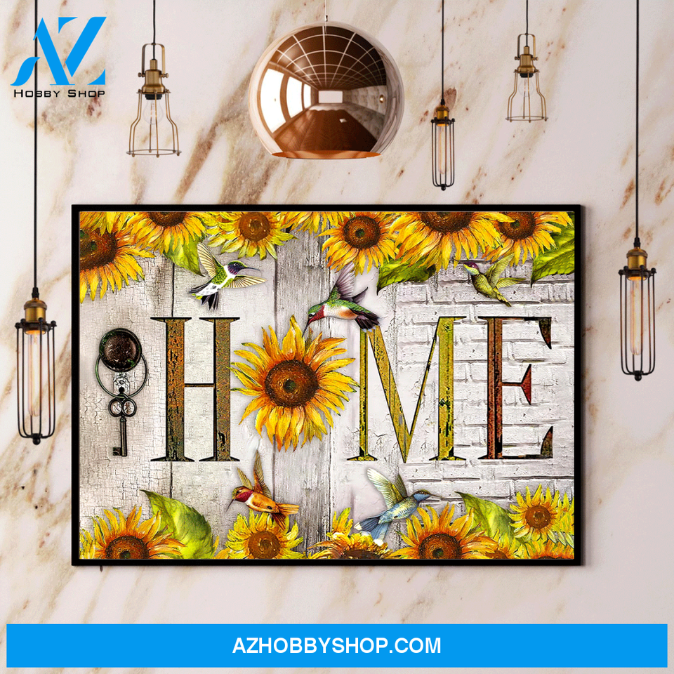 Hummingbird And Sunflower Home Canvas And Poster, Wall Decor Visual Art