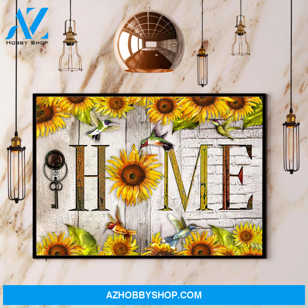 Hummingbird And Sunflower Home Canvas And Poster, Wall Decor Visual Art