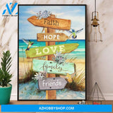 Hummingbird Beach Faith Hope Love Family Friends Canvas And Poster, Wall Decor Visual Art