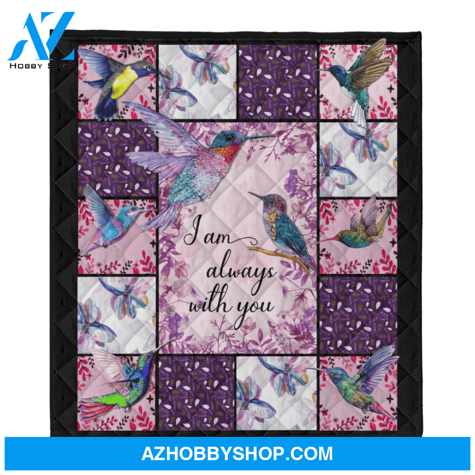 Hummingbird Blanket, I Am Always With You Purple Blanket Gift for Hummingbird Lovers Birthday Gift Home Decor Bedding Couch Sofa Soft and Comfy Cozy