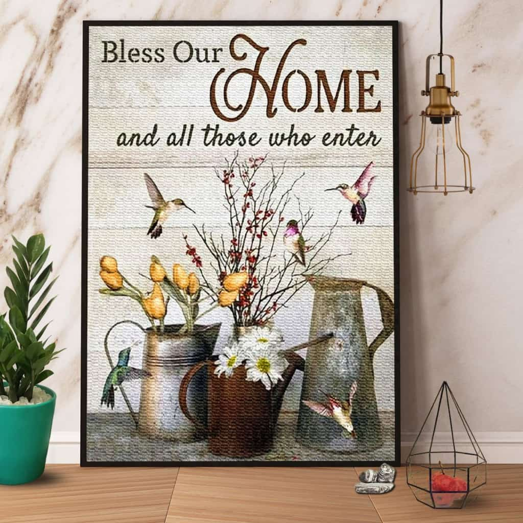 Hummingbird Bless Our Home And All Those Who Enter Paper Poster No Frame Matte Canvas Wall Decor