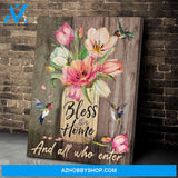 Hummingbird Bless This Home And All Who Enter Canvas Wall Art Decor