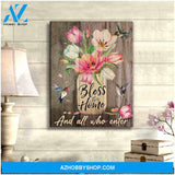 Hummingbird Bless This Home And All Who Enter Canvas Wall Art Decor