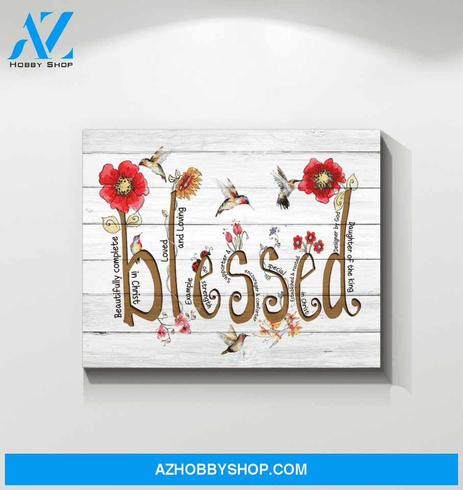 Hummingbird Blessed Canvas Wall Art