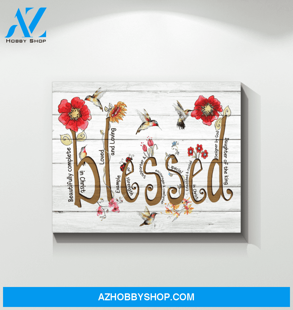 Hummingbird Blessed Canvas Wall Art