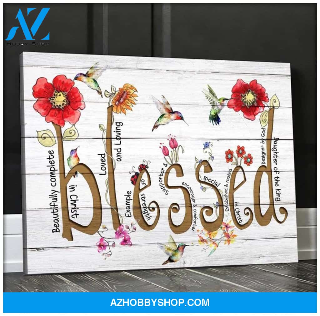 Hummingbird Blessed Canvas Wall Art
