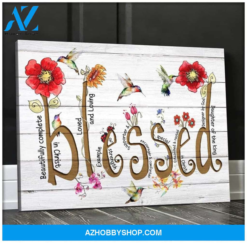 Hummingbird Blessed Canvas Wall Art