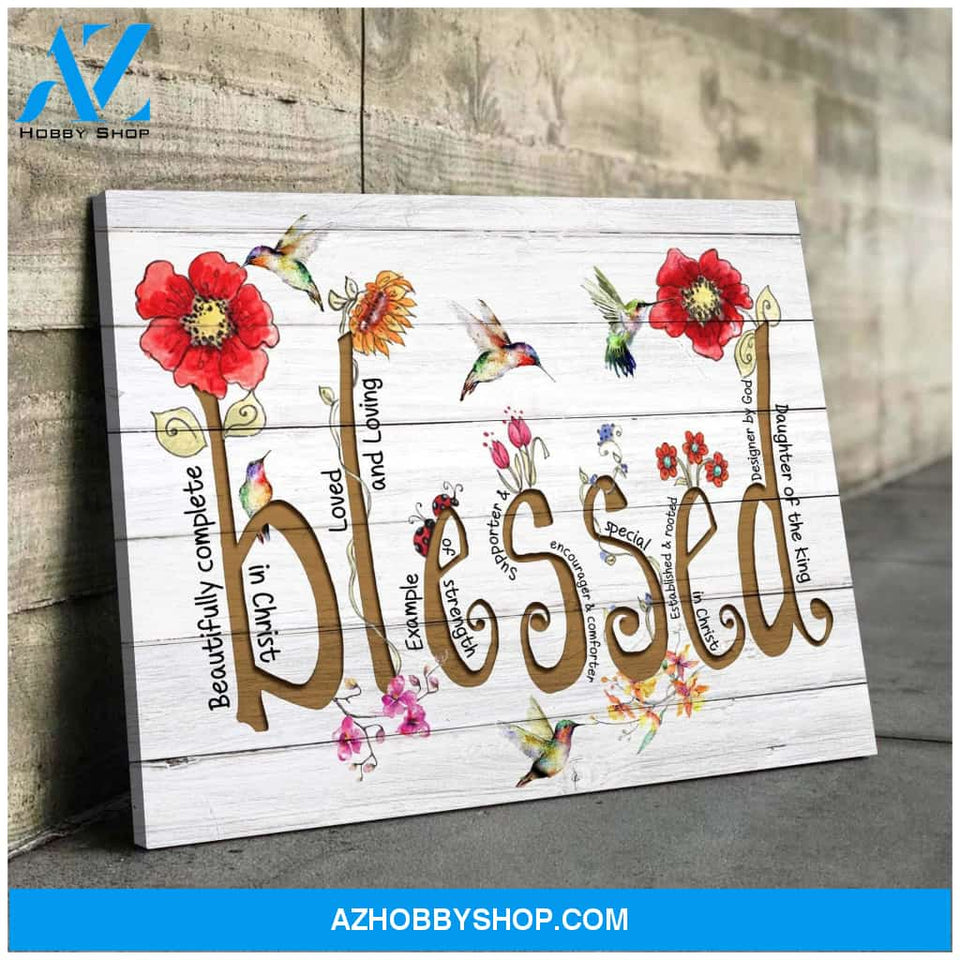 Hummingbird Blessed Canvas Wall Art
