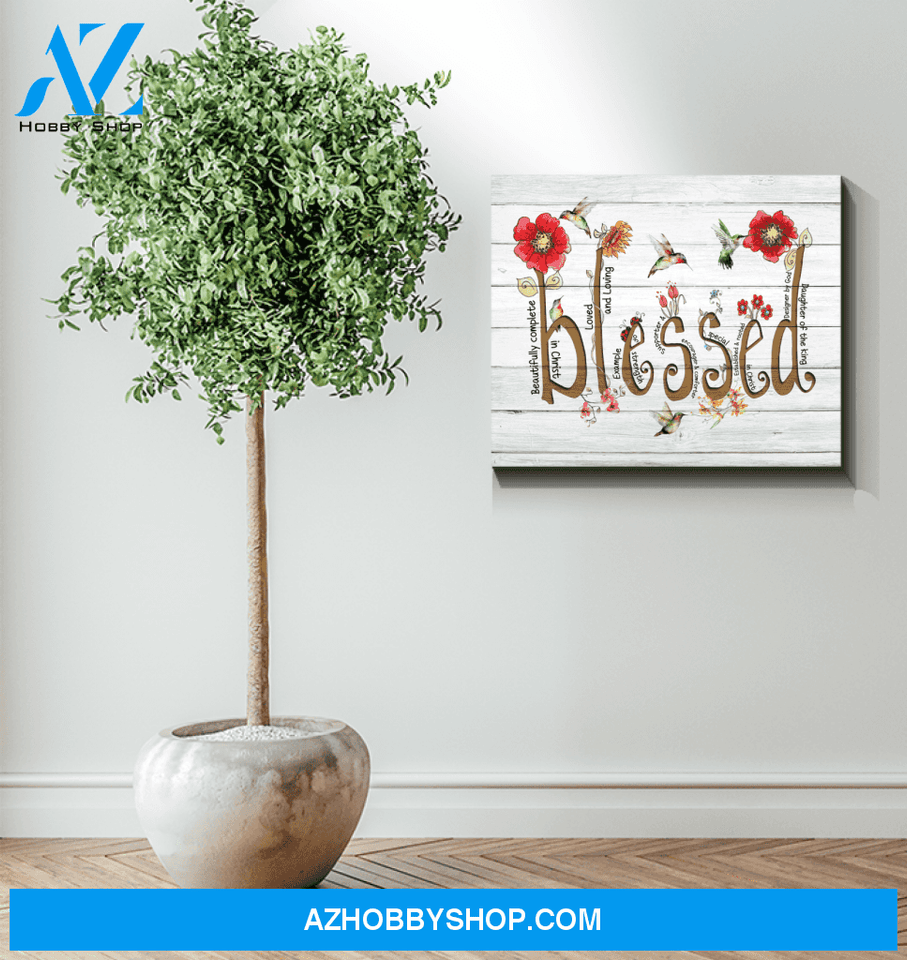 Hummingbird Blessed Canvas Wall Art
