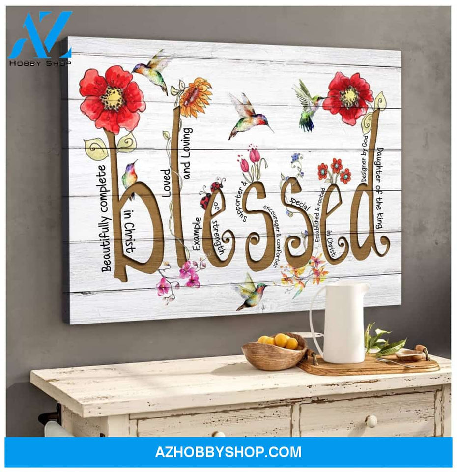 Hummingbird Blessed Canvas Wall Art