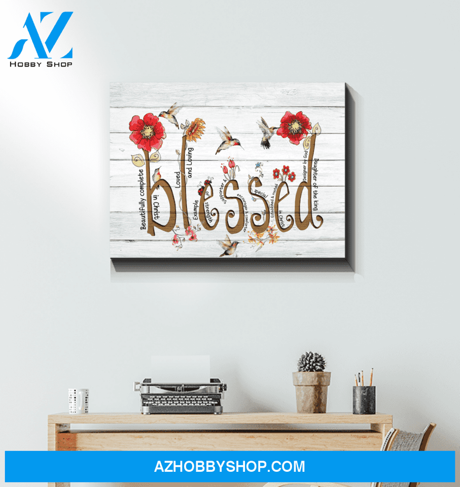 Hummingbird Blessed Canvas Wall Art